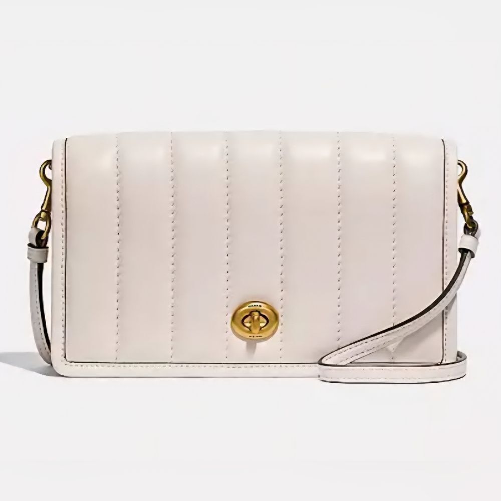 Coach Cream Quilted Leather Crossbody Bag with Gold Turnlock